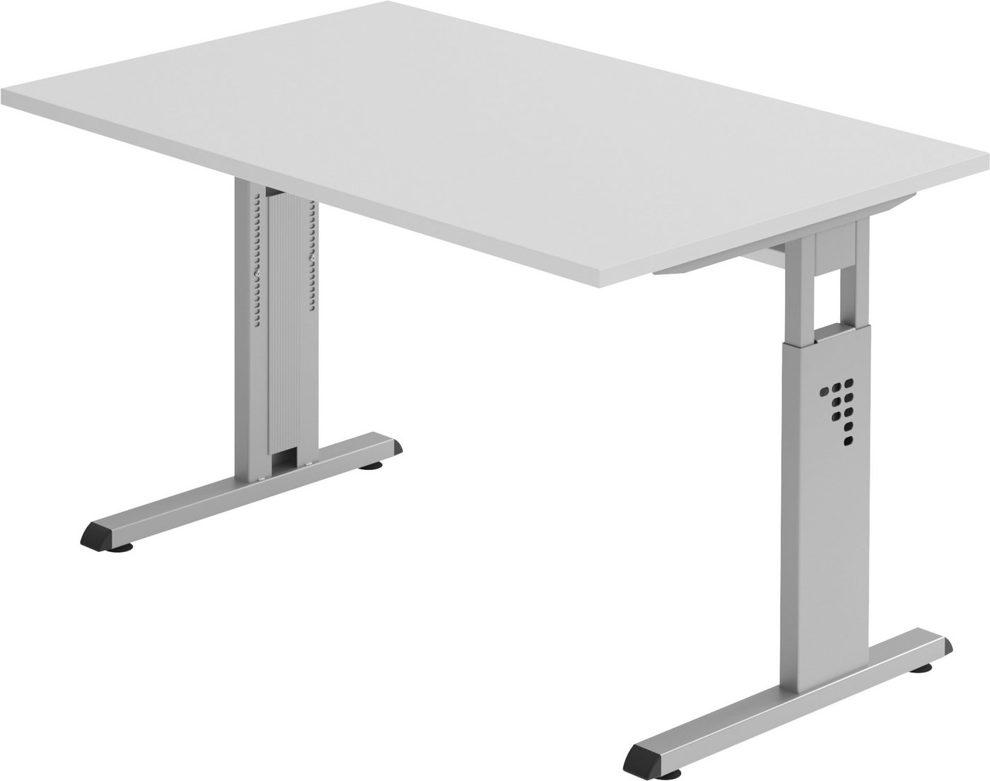 bümö Schreibtisch Serie-O - Arbeitshöhe: höhenverstellbar, Rechteck: 120 x 80 cm - Dekor: Grau - Gestell: Silber von bümö