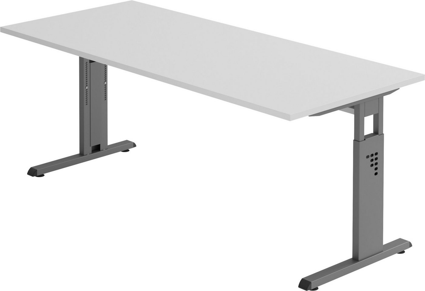 bümö Schreibtisch Serie-O - Arbeitshöhe: höhenverstellbar, Rechteck: 180 x 80 cm - Dekor: Grau - Gestell: Graphit von bümö