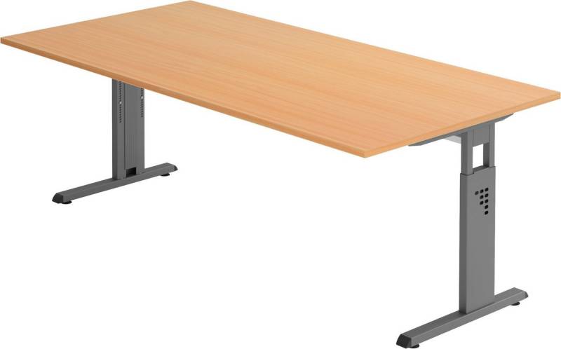 bümö Schreibtisch Serie-O - Arbeitshöhe: höhenverstellbar, Rechteck: 200 x 100 cm - Dekor: Buche - Gestell: Graphit von bümö