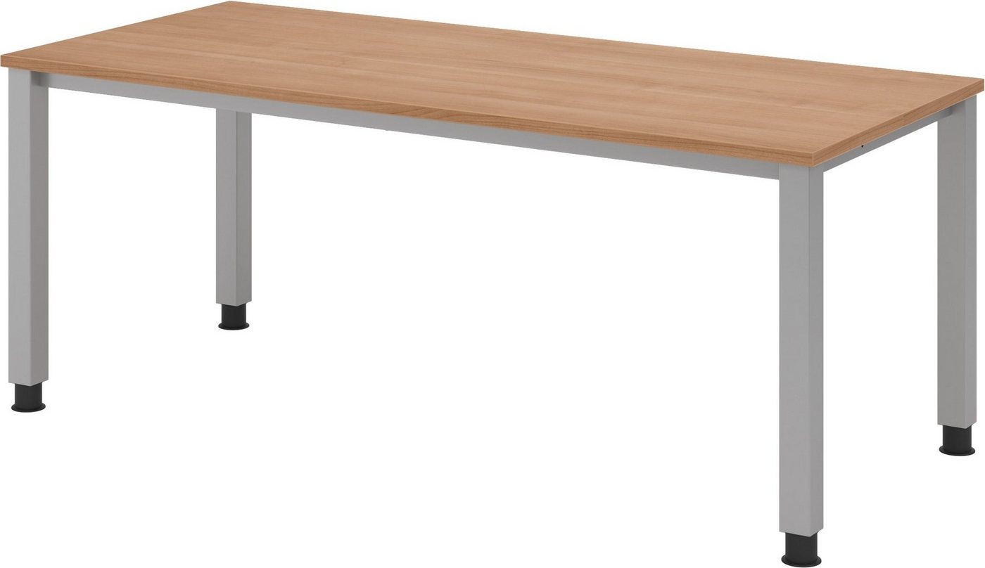 bümö Schreibtisch Serie-Q Gestell: Silber - Arbeitshöhe: höhenverstellbar, Rechteck: 180 x 80 cm - Dekor: Nussbaum von bümö