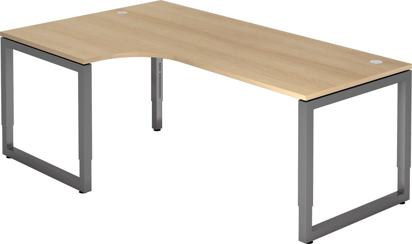 bümö Schreibtisch Serie-R - Arbeitshöhe: höhenverstellbar, Eckform: 200 x 120 cm - Dekor: Eiche - Gestell: Graphit von bümö