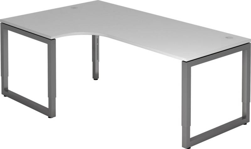 bümö Schreibtisch Serie-R - Arbeitshöhe: höhenverstellbar, Eckform: 200 x 120 cm - Dekor: Grau - Gestell: Graphit von bümö