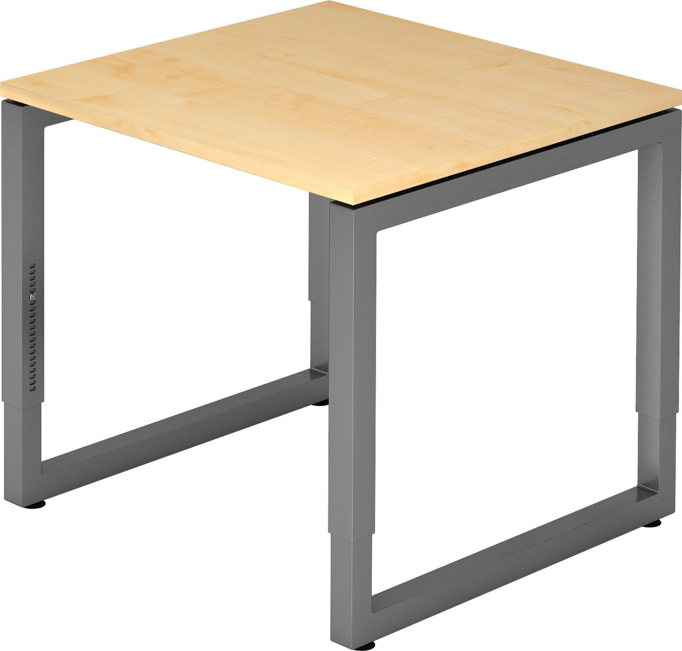 bümö Schreibtisch Serie-R - Arbeitshöhe: höhenverstellbar, Quadrat: 80 x 80 cm - Dekor: Ahorn - Gestell: Graphit von bümö