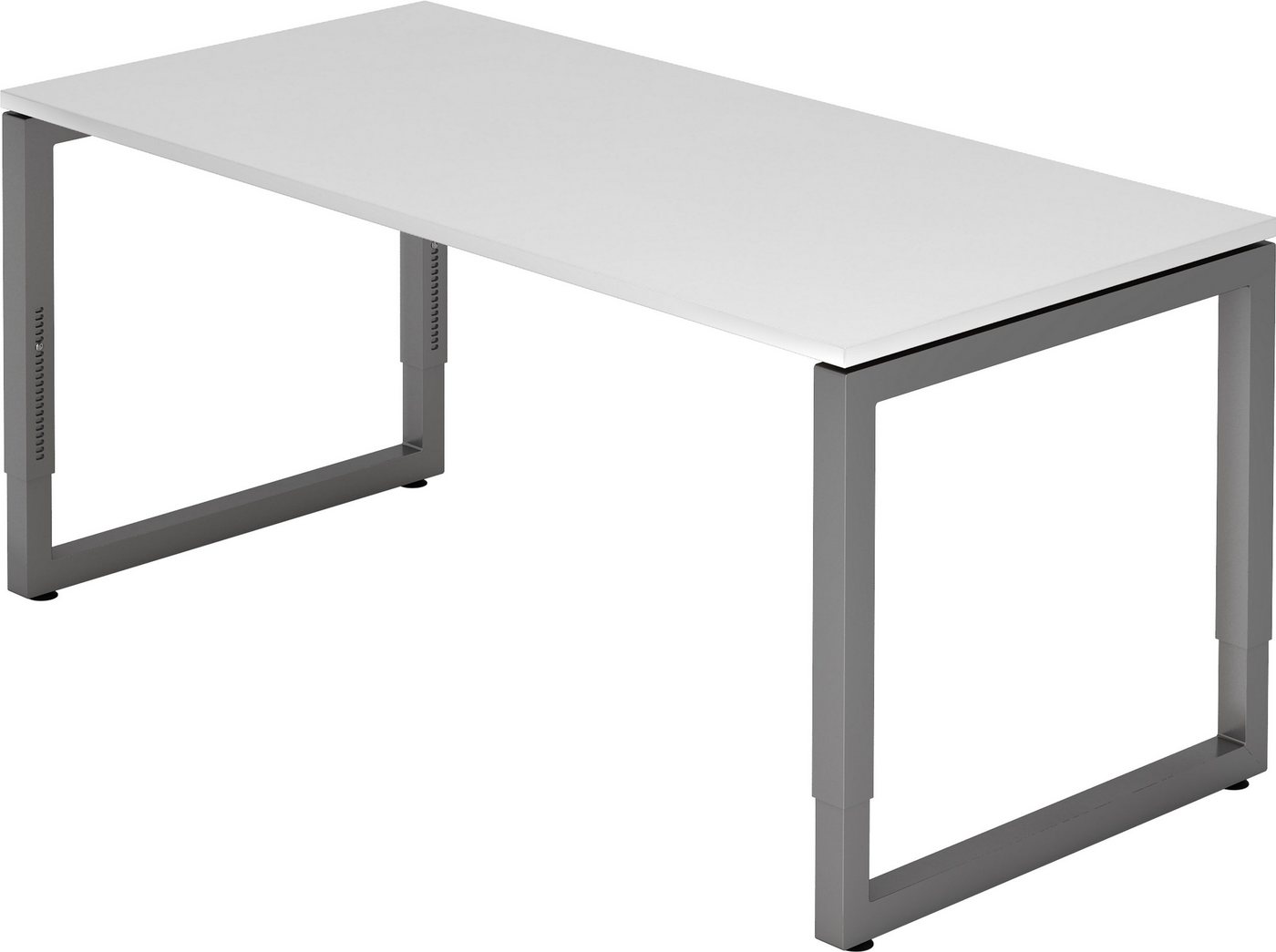 bümö Schreibtisch Serie-R - Arbeitshöhe: höhenverstellbar, Rechteck: 160 x 80 cm - Dekor: Weiß - Gestell: Graphit von bümö