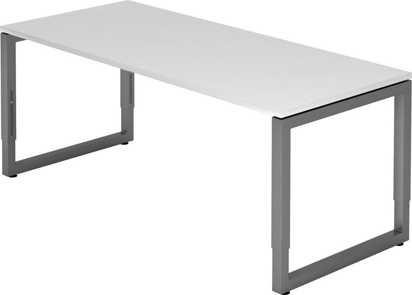 bümö Schreibtisch Serie-R - Arbeitshöhe: höhenverstellbar, Rechteck: 180 x 80 cm - Dekor: Weiß - Gestell: Graphit von bümö