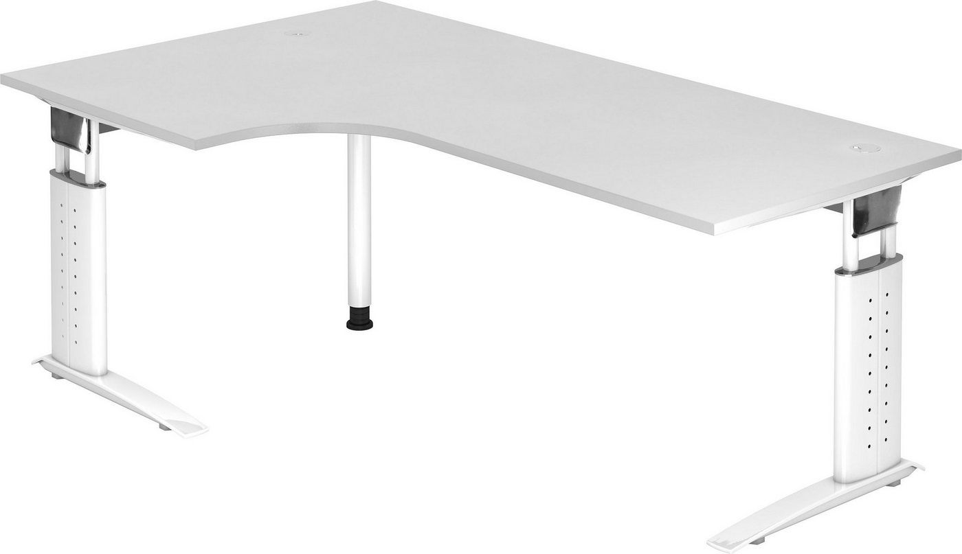 bümö Schreibtisch Schreibtisch Serie-U, Eckform: 200 x 120 cm - Dekor: Weiß - Gestell: Weiß von bümö