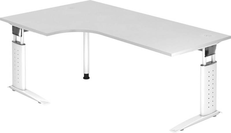 bümö Schreibtisch Serie-U - Arbeitshöhe: höhenverstellbar, Eckform: 200 x 120 cm - Dekor: Weiß - Gestell: Weiß von bümö