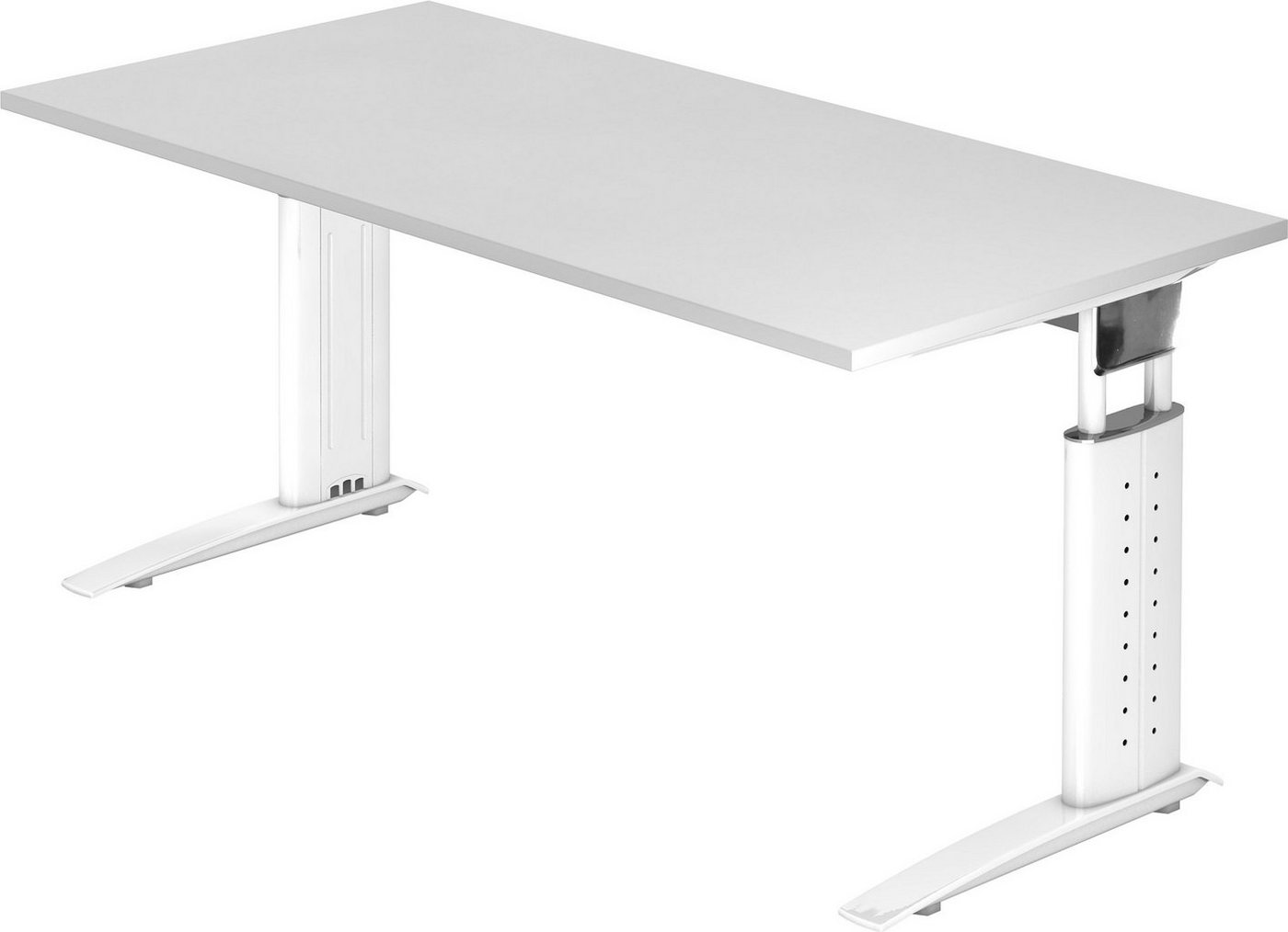 bümö Schreibtisch Schreibtisch Serie-U, Rechteck: 160 x 80 cm - Dekor: Weiß - Gestell: Weiß von bümö