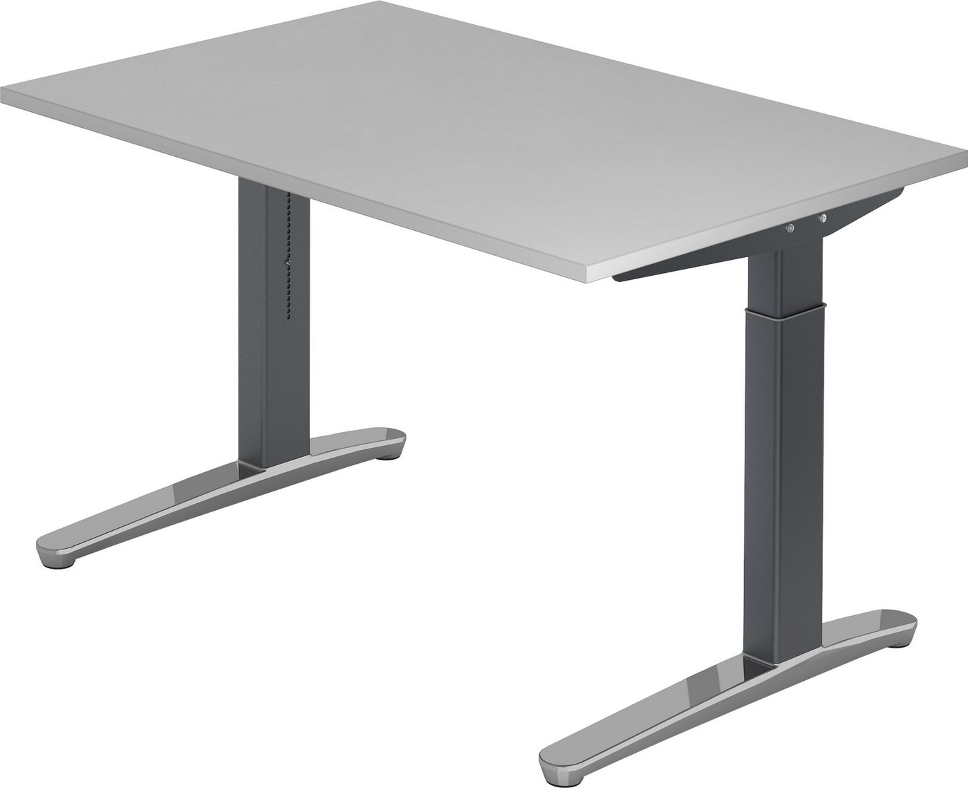 bümö Schreibtisch Serie-XB - Arbeitshöhe: höhenverstellbar, Rechteck: 120 x 80 cm - Dekor: Grau - Gestell: Graphit/Alu poliert von bümö