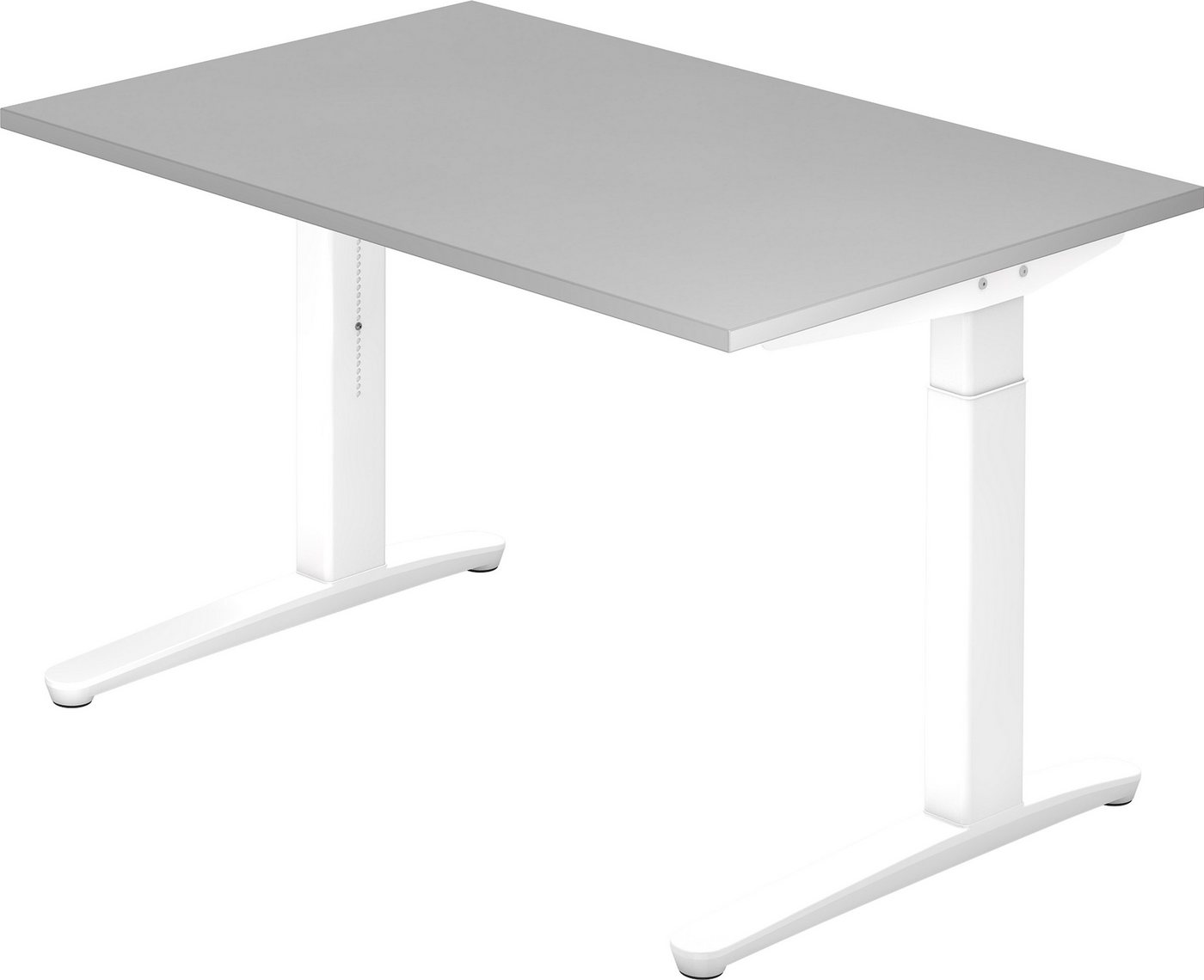 bümö Schreibtisch Serie-XB - Arbeitshöhe: höhenverstellbar, Rechteck: 120 x 80 cm - Dekor: Grau - Gestell: Weiß von bümö