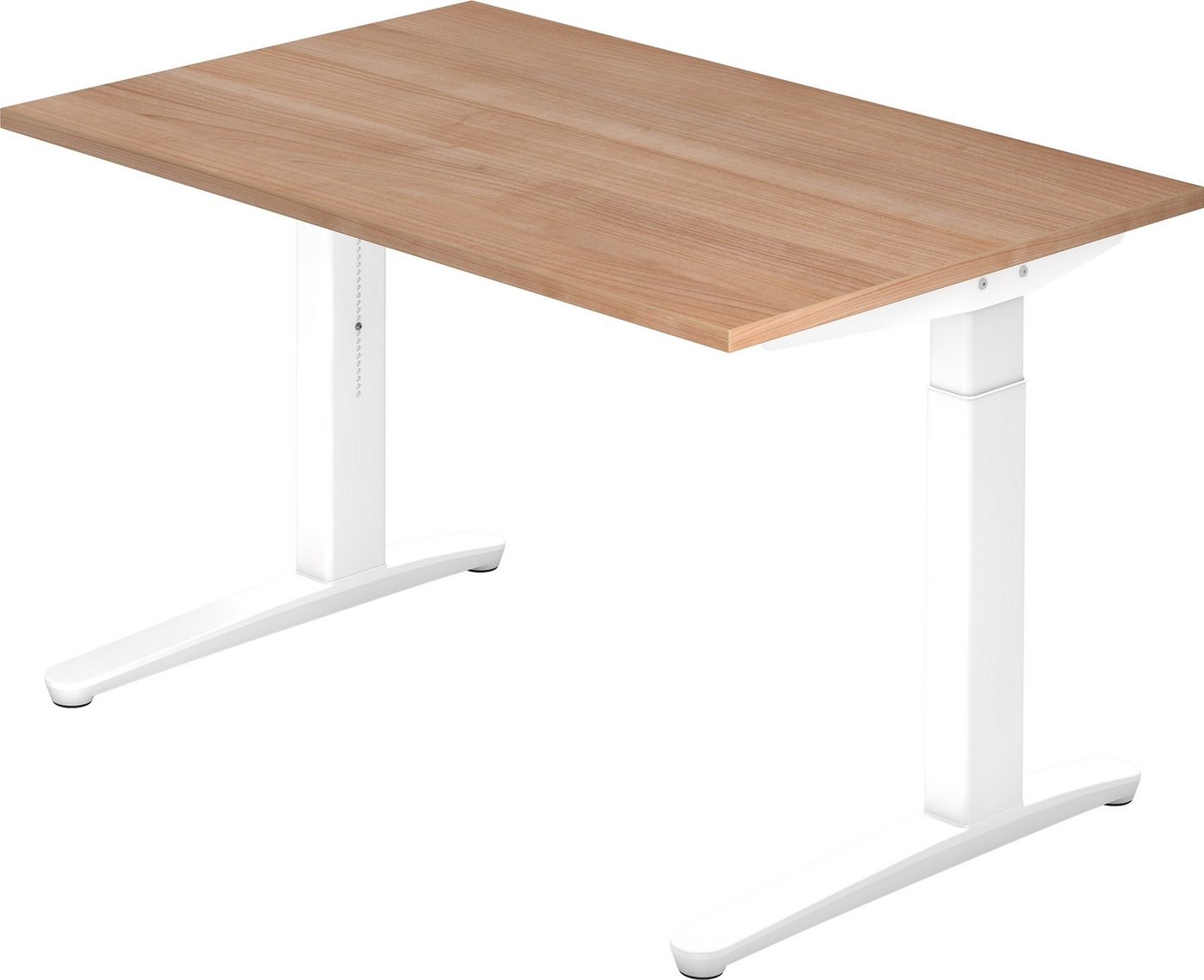 bümö Schreibtisch Serie-XB - Arbeitshöhe: höhenverstellbar, Rechteck: 120 x 80 cm - Dekor: Nussbaum - Gestell: Weiß von bümö