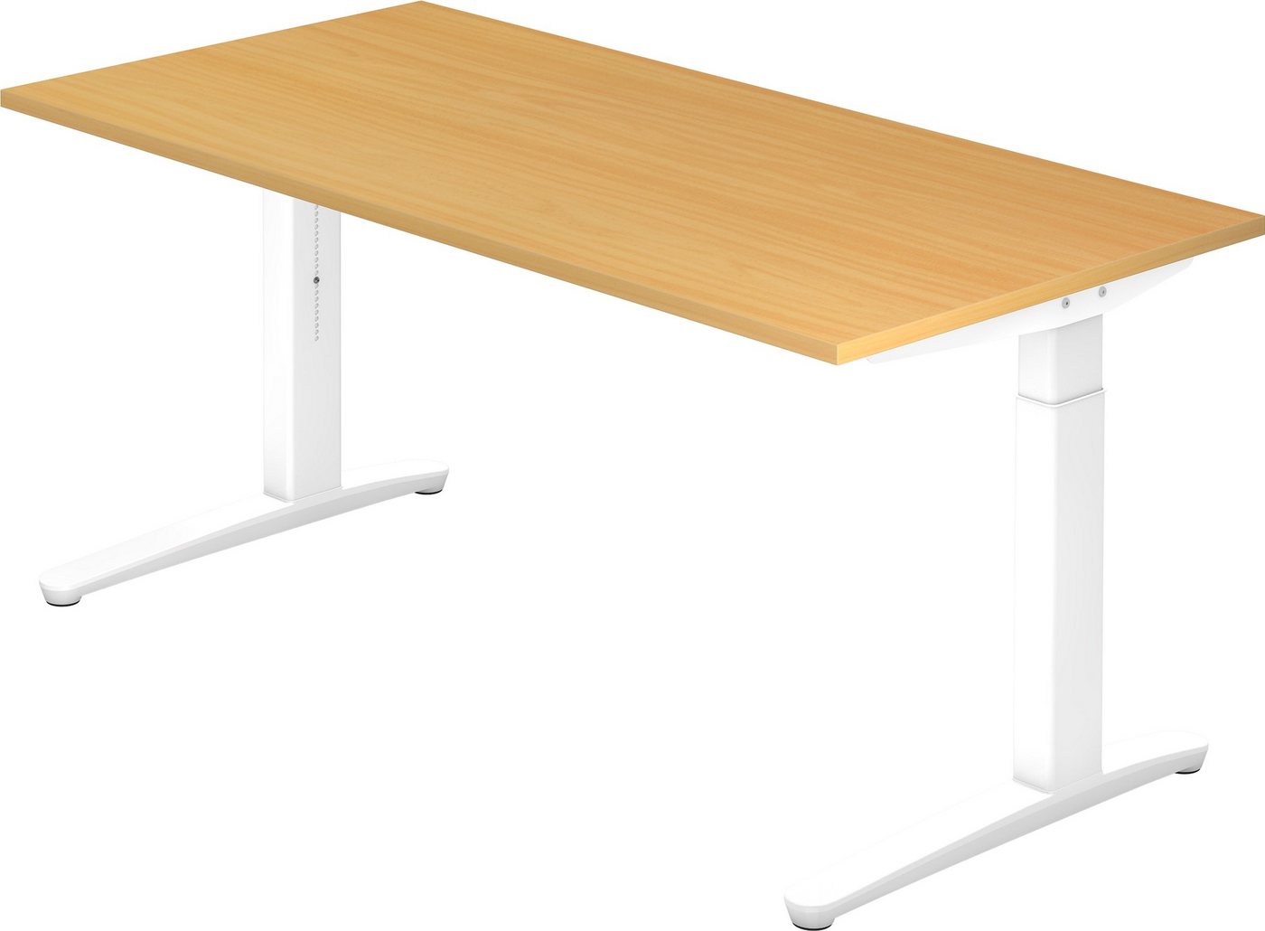 bümö Schreibtisch Serie-XB - Arbeitshöhe: höhenverstellbar, Rechteck: 160 x 80 cm - Dekor: Buche - Gestell: Weiß von bümö