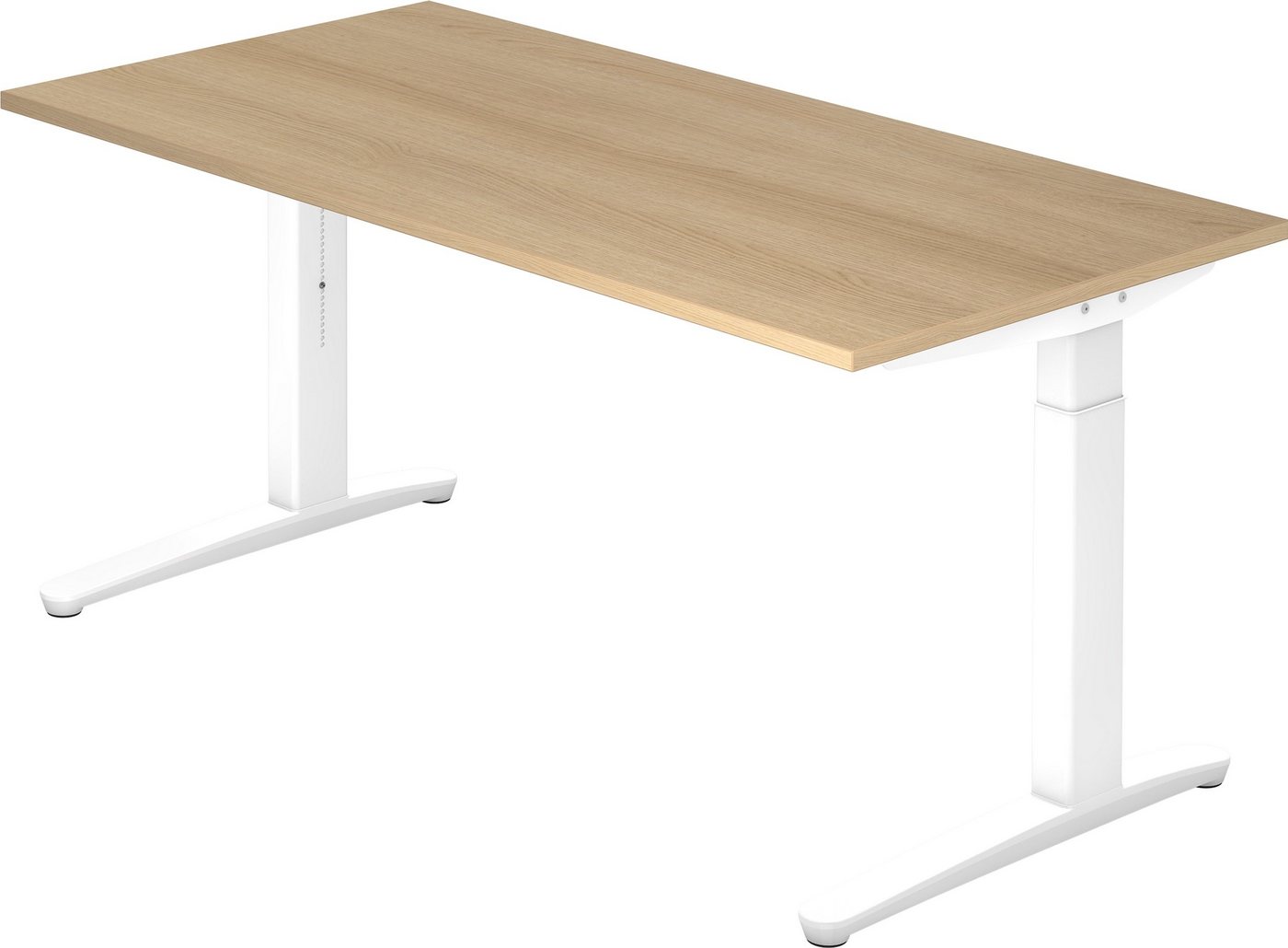 bümö Schreibtisch Serie-XB - Arbeitshöhe: höhenverstellbar, Rechteck: 160 x 80 cm - Dekor: Eiche - Gestell: Weiß von bümö