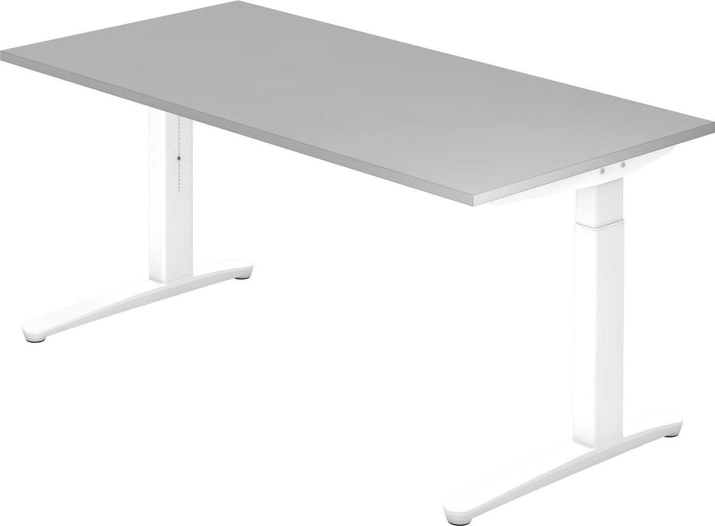 bümö Schreibtisch Serie-XB - Arbeitshöhe: höhenverstellbar, Rechteck: 160 x 80 cm - Dekor: Grau - Gestell: Weiß von bümö