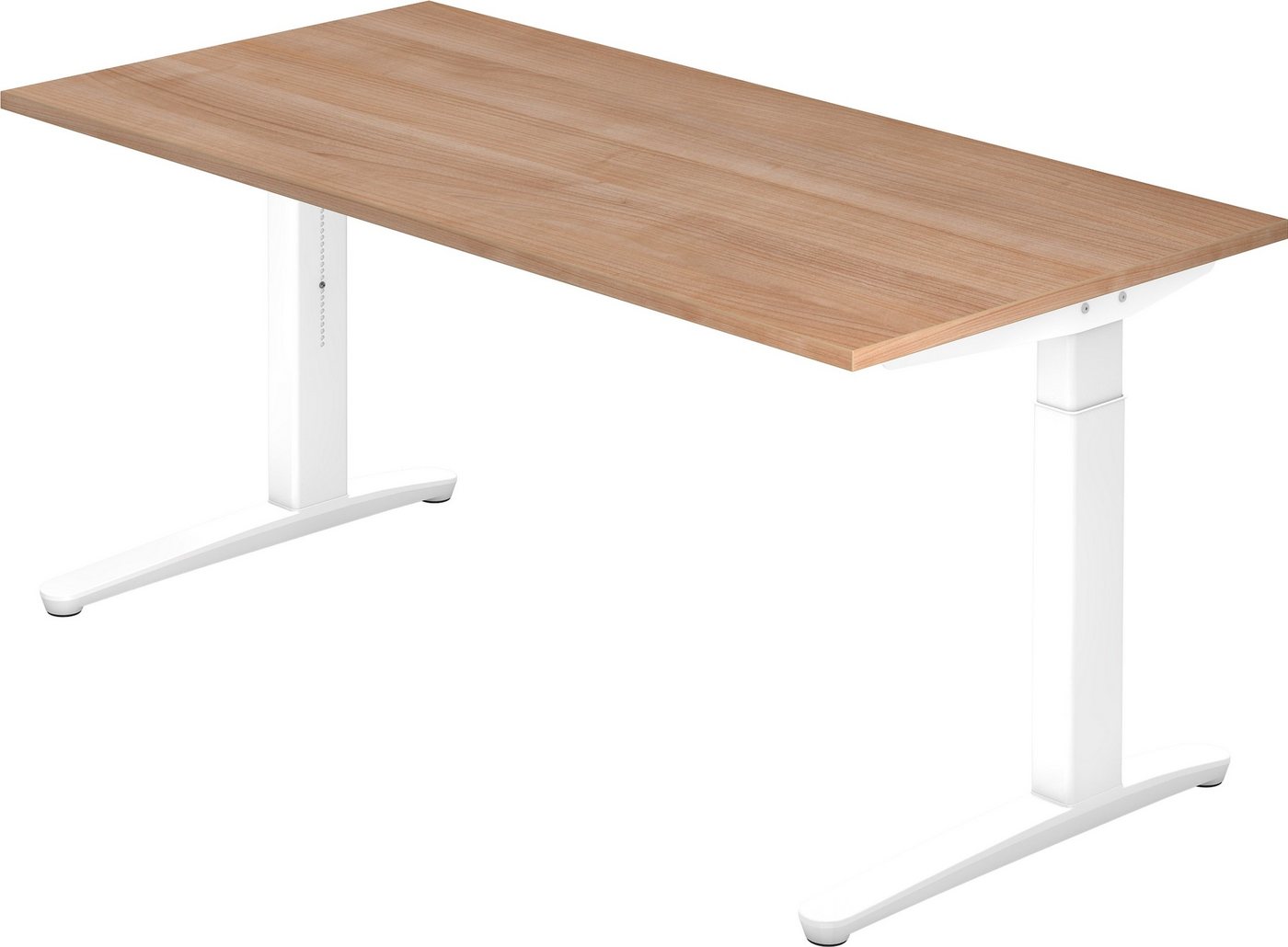 bümö Schreibtisch Serie-XB - Arbeitshöhe: höhenverstellbar, Rechteck: 160 x 80 cm - Dekor: Nussbaum - Gestell: Weiß von bümö