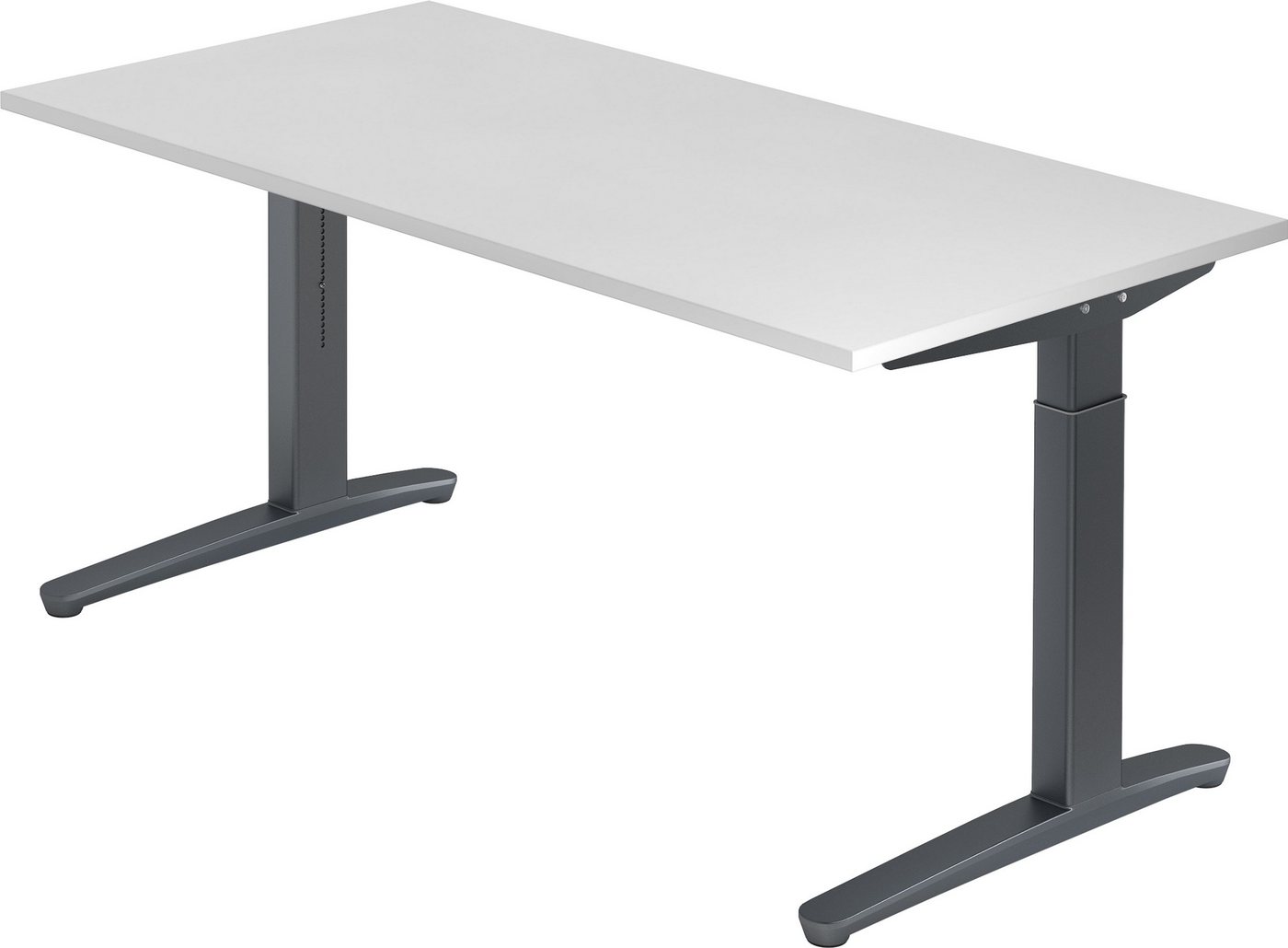 bümö Schreibtisch Serie-XB - Arbeitshöhe: höhenverstellbar, Rechteck: 160 x 80 cm - Dekor: Weiß - Gestell: Graphit von bümö