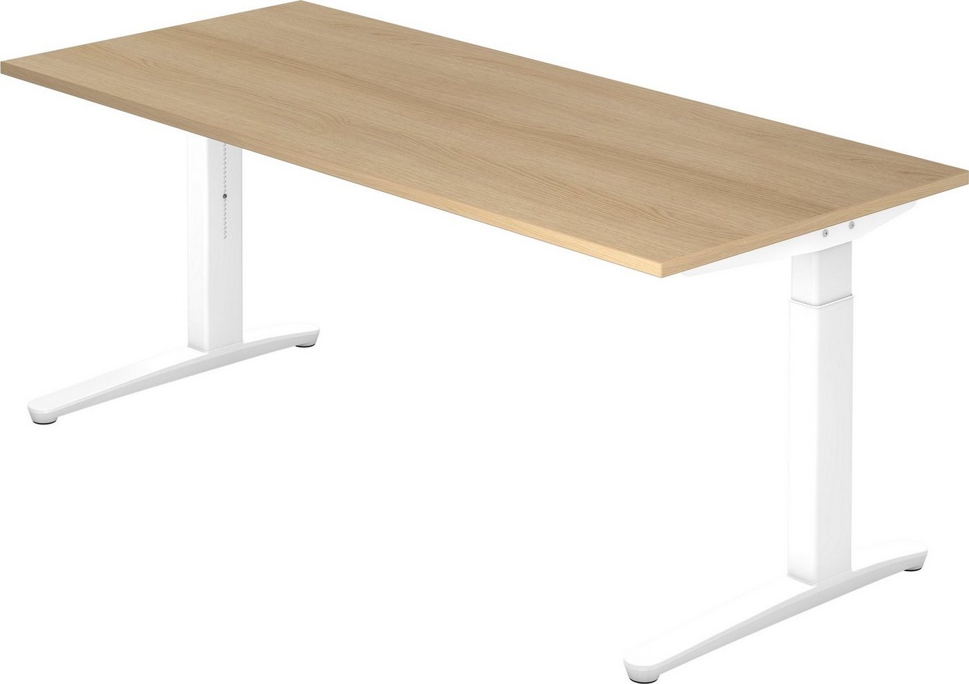 bümö Schreibtisch Serie-XB - Arbeitshöhe: höhenverstellbar, Rechteck: 180 x 80 cm - Dekor: Eiche - Gestell: Weiß von bümö