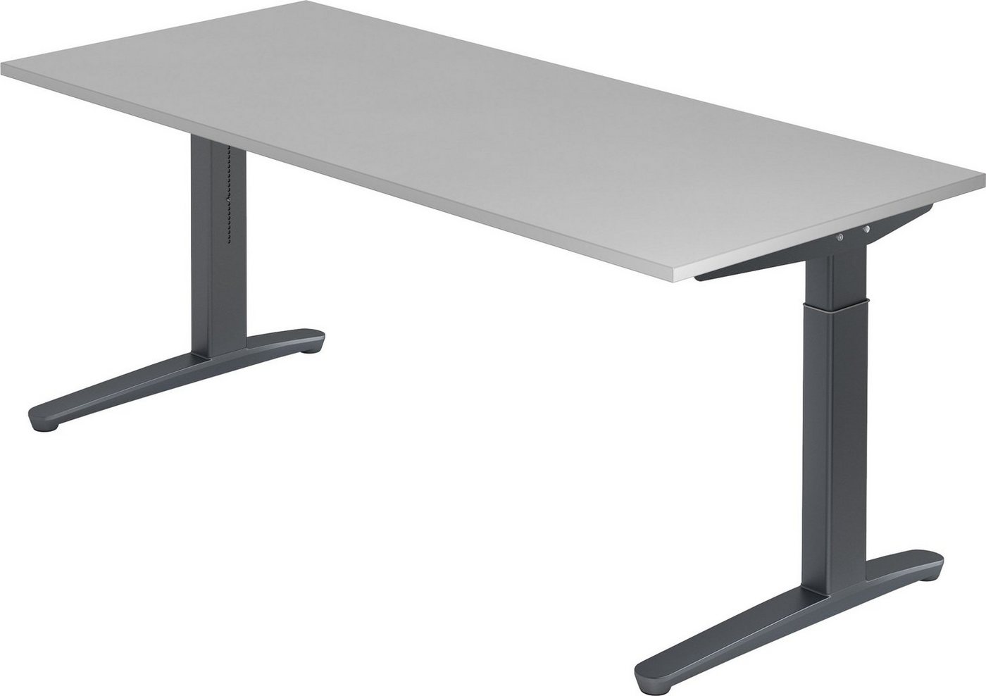 bümö Schreibtisch Serie-XB - Arbeitshöhe: höhenverstellbar, Rechteck: 180 x 80 cm - Dekor: Grau - Gestell: Graphit von bümö