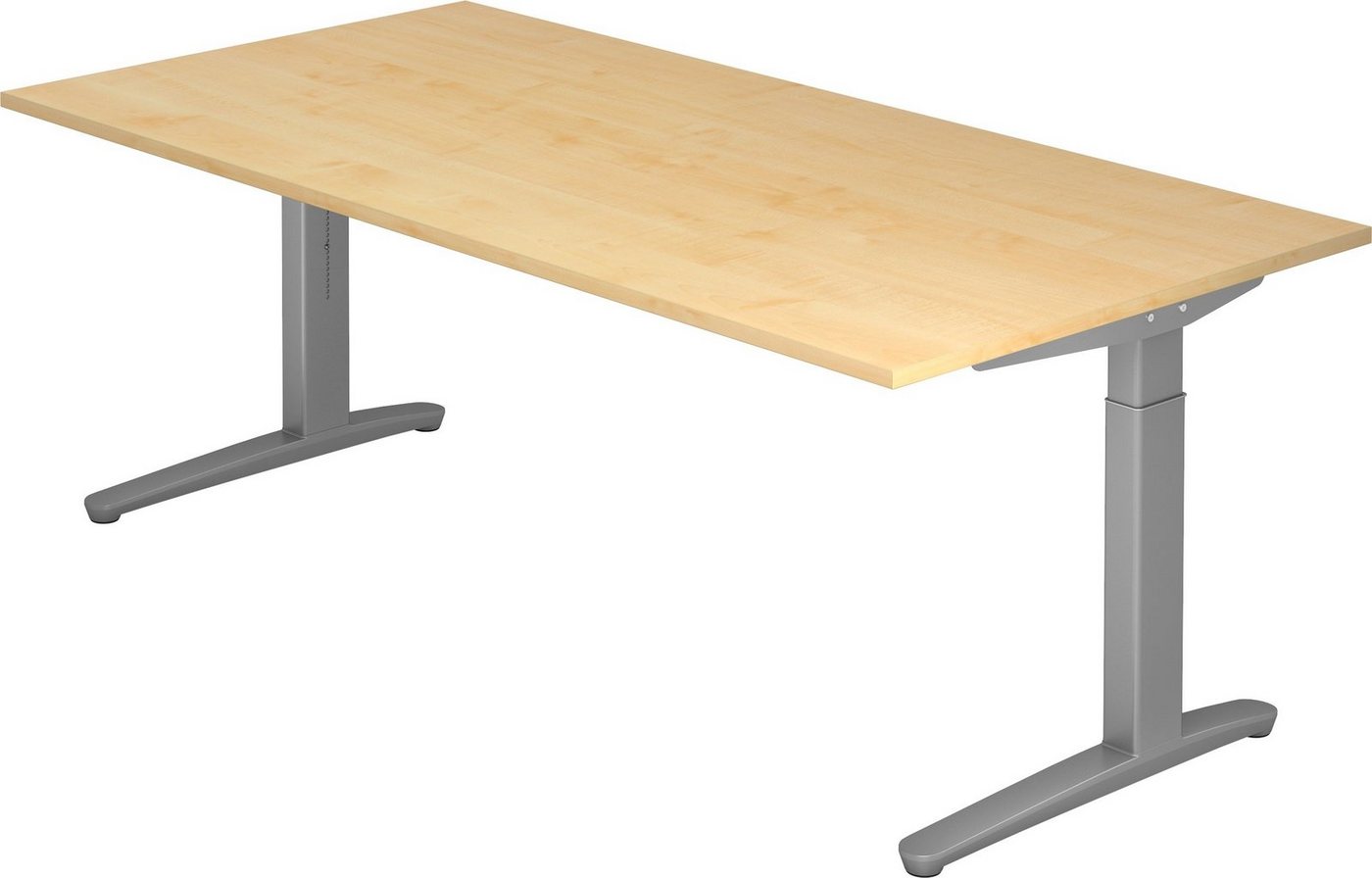 bümö Schreibtisch Serie-XB - Arbeitshöhe: höhenverstellbar, Rechteck: 200 x 100 cm - Dekor: Ahorn - Gestell: Silber von bümö