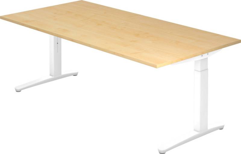 bümö Schreibtisch Serie-XB - Arbeitshöhe: höhenverstellbar, Rechteck: 200 x 100 cm - Dekor: Ahorn - Gestell: Weiß von bümö