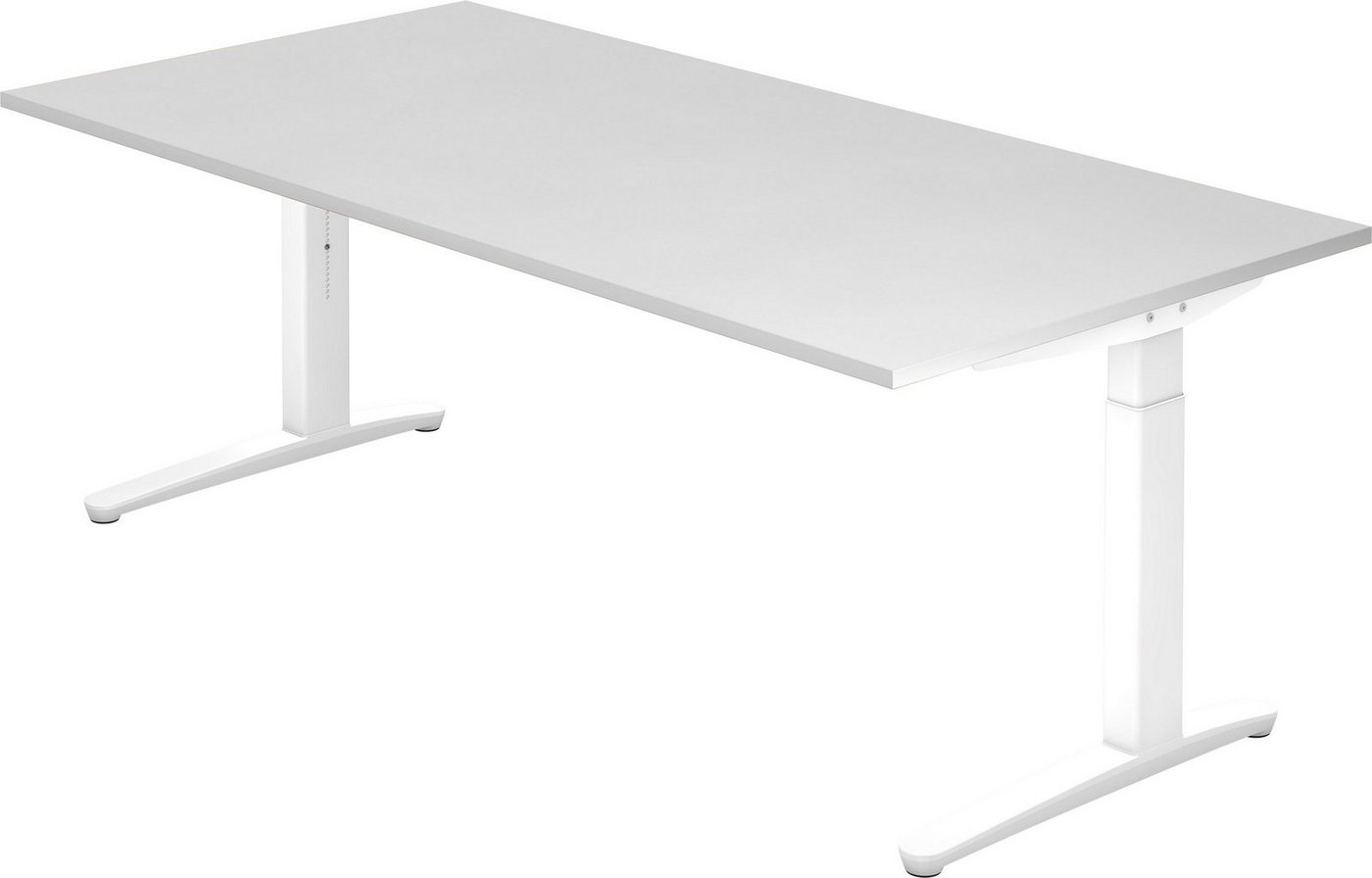 bümö Schreibtisch Serie-XB - Arbeitshöhe: höhenverstellbar, Rechteck: 200 x 100 cm - Dekor: Weiß - Gestell: Weiß von bümö