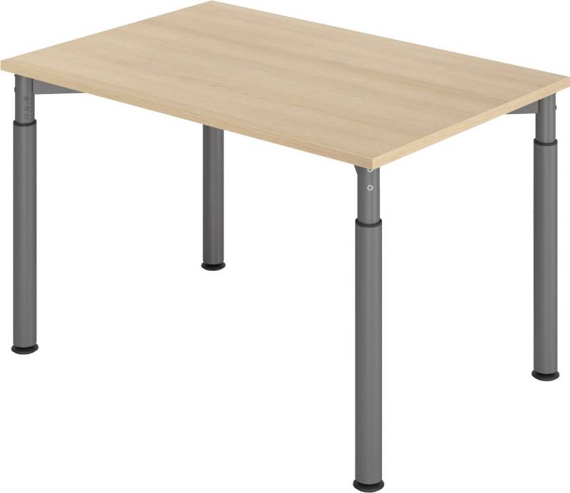 bümö Schreibtisch Serie-Y - Arbeitshöhe: höhenverstellbar, Rechteck: 120 x 80 cm - Dekor: Eiche - Gestell: Graphit von bümö