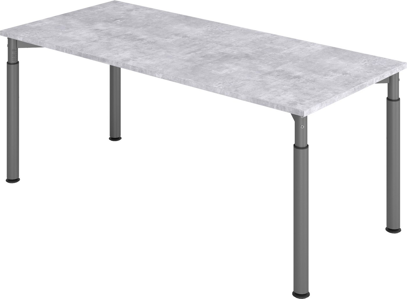 bümö Schreibtisch Serie-Y - Arbeitshöhe: höhenverstellbar, Rechteck: 180 x 80 cm - Dekor: Beton - Gestell: Graphit von bümö