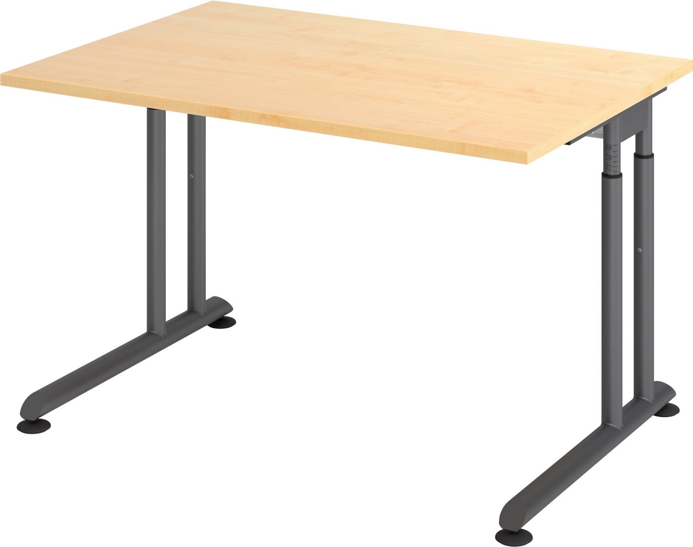 bümö Schreibtisch Serie-Z - Arbeitshöhe: höhenverstellbar, Rechteck: 120 x 80 cm - Dekor: Ahorn - Gestell: Graphit von bümö