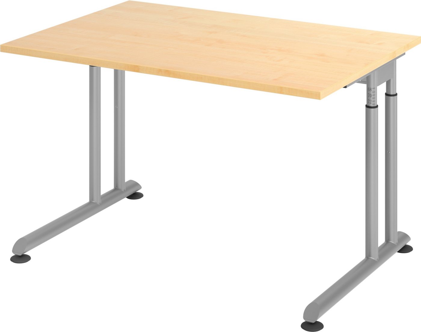 bümö Schreibtisch Serie-Z - Arbeitshöhe: höhenverstellbar, Rechteck: 120 x 80 cm - Dekor: Ahorn - Gestell: Silber von bümö