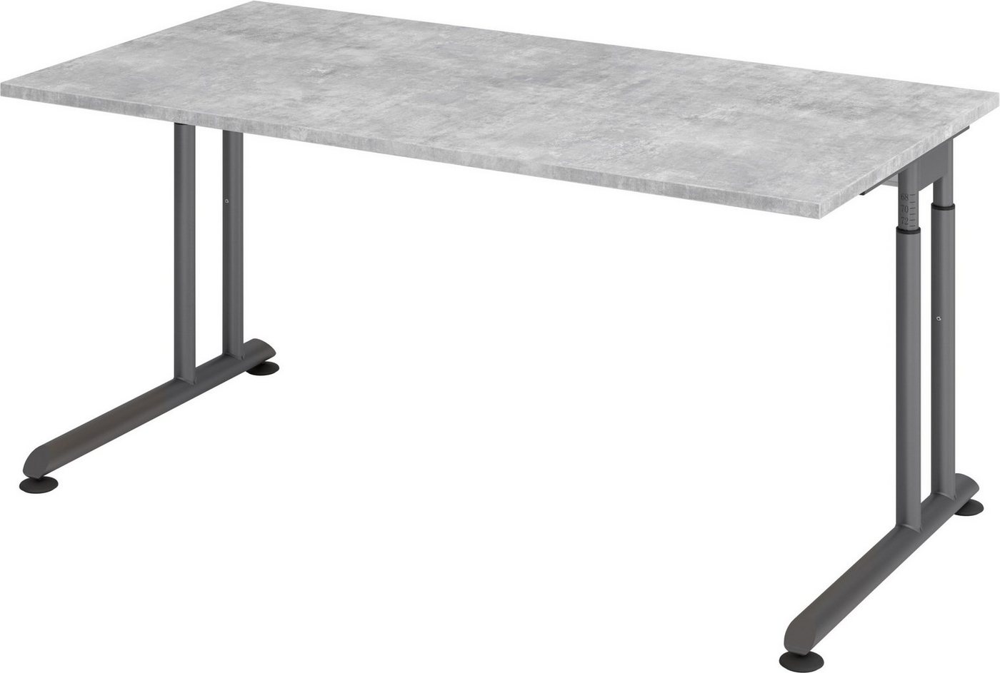 bümö Schreibtisch Serie-Z - Arbeitshöhe: höhenverstellbar, Rechteck: 160 x 80 cm - Dekor: Beton - Gestell: Graphit von bümö