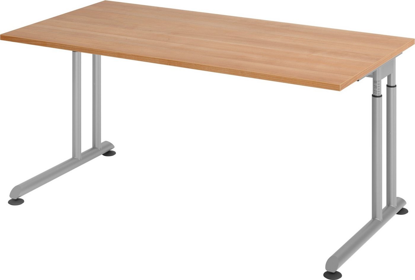 bümö Schreibtisch Serie-Z - Arbeitshöhe: höhenverstellbar, Rechteck: 160 x 80 cm - Dekor: Nussbaum - Gestell: Silber von bümö