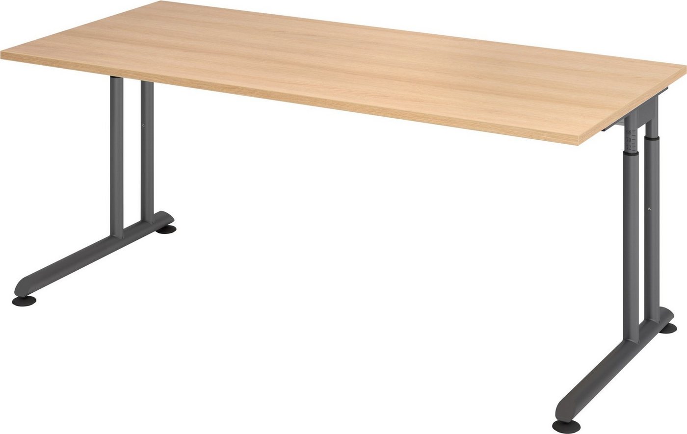 bümö Schreibtisch Serie-Z - Arbeitshöhe: höhenverstellbar, Rechteck: 180 x 80 cm - Dekor: Eiche - Gestell: Graphit von bümö