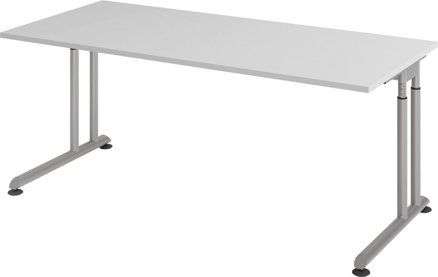 bümö Schreibtisch Serie-Z - Arbeitshöhe: höhenverstellbar, Rechteck: 180 x 80 cm - Dekor: Grau - Gestell: Silber von bümö