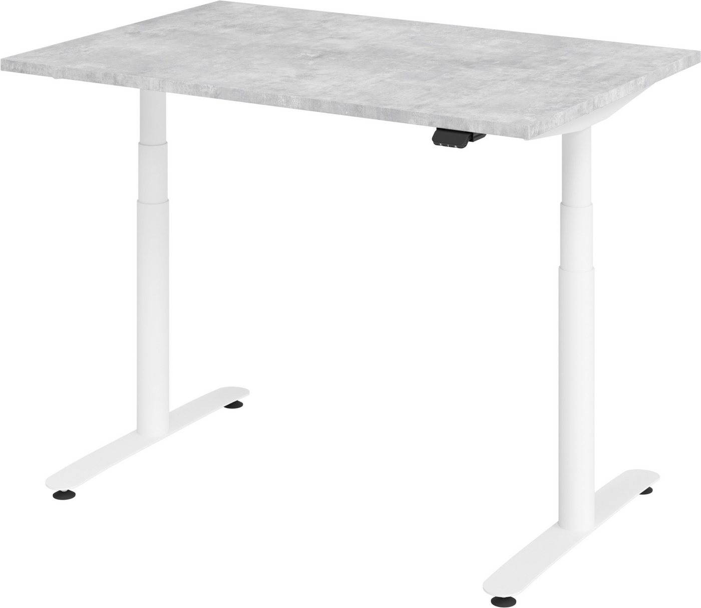 bümö Schreibtisch elektrisch Bluetooth & App XDLR - Höhe: elektrisch höhenverstellbar, Rechteck: 120 x 80 cm - Dekor: Beton - Gestell: Weiß von bümö