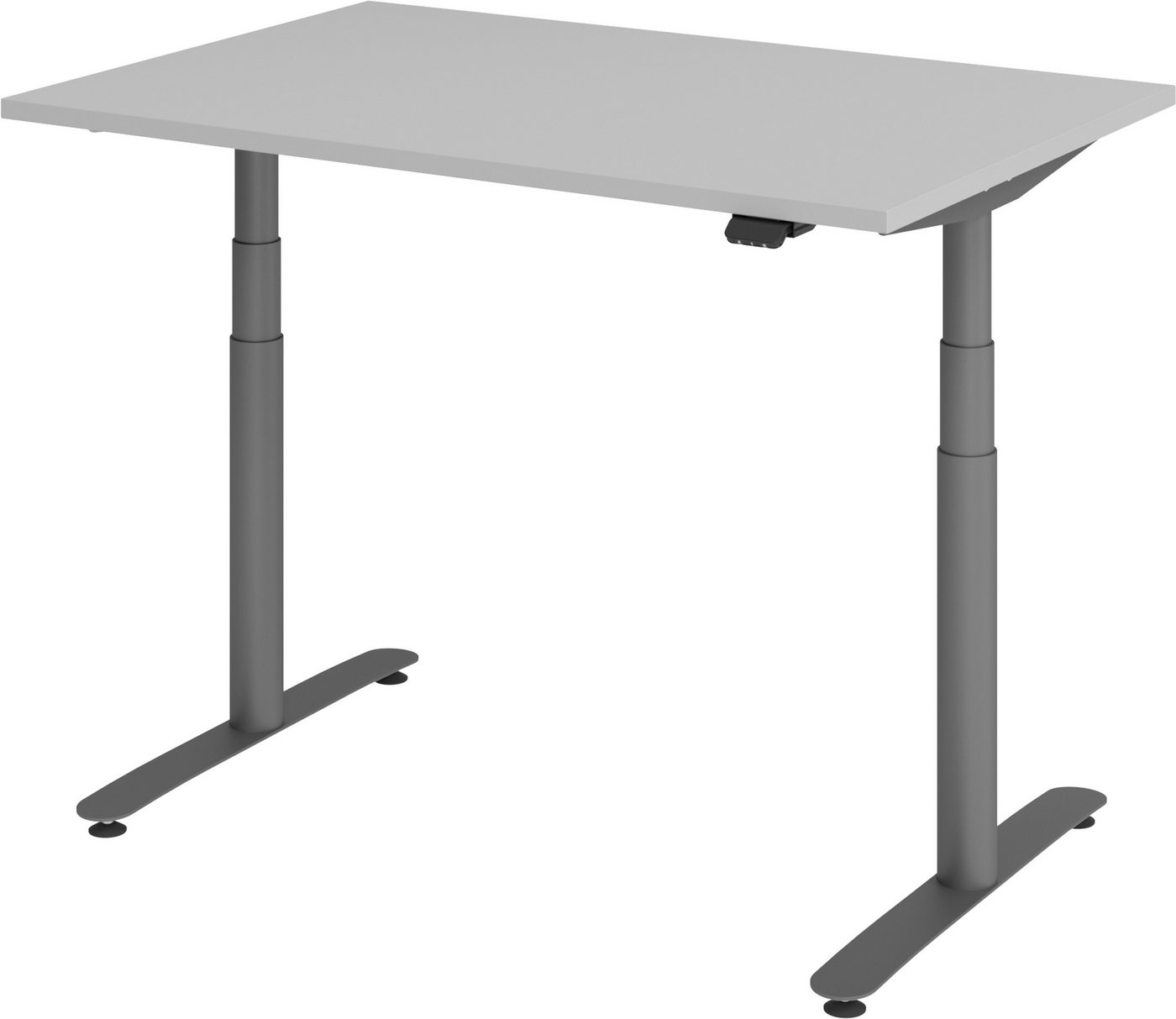 bümö Schreibtisch elektrisch Bluetooth & App XDLR - Höhe: elektrisch höhenverstellbar, Rechteck: 120 x 80 cm - Dekor: Grau - Gestell: Graphit von bümö