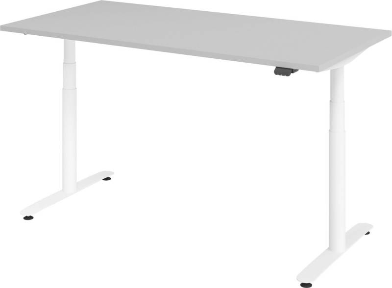 bümö Schreibtisch elektrisch Bluetooth & App XDLR - Arbeitshöhe: elektrisch höhenverst, Rechteck: 160 x 80 cm - Dekor: Grau - Gestell: Weiß von bümö