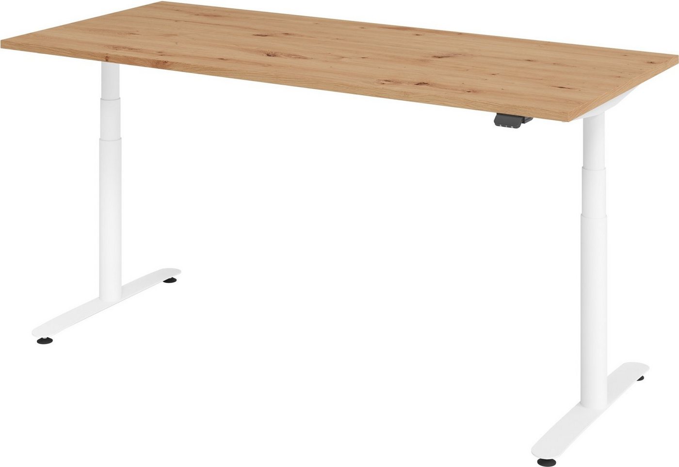 bümö Schreibtisch elektrisch Bluetooth & App XDLR - Höhe: elektrisch höhenverstellbar, Rechteck: 180 x 80 cm - Dekor: Asteiche - Gestell: Weiß von bümö