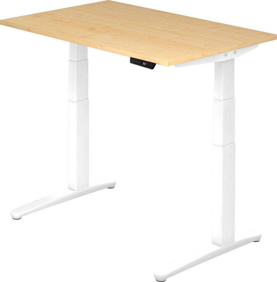 bümö Schreibtisch elektrisch XBHM - Arbeitshöhe: elektrisch höhenverstellbar, Rechteck: 120 x 80 cm - Dekor: Ahorn - Gestell: Weiß von bümö