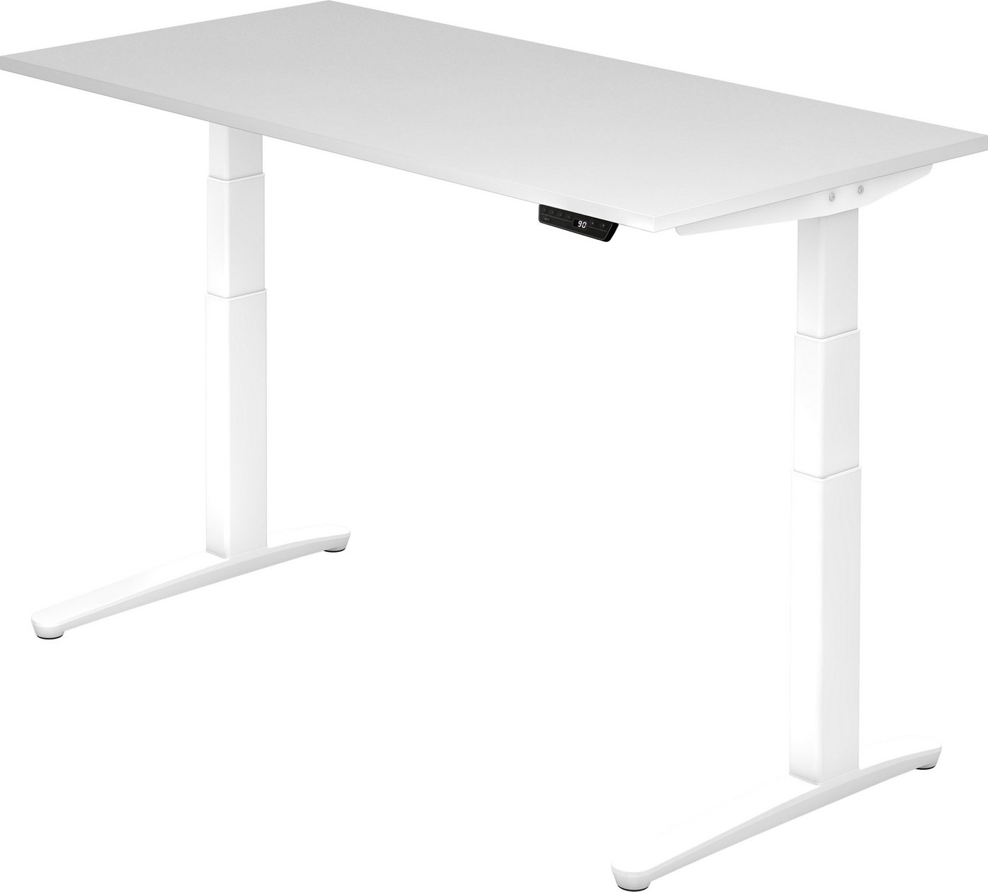 bümö Schreibtisch elektrisch XBHM - Arbeitshöhe: elektrisch höhenverstellbar, Rechteck: 160 x 80 cm - Dekor: Weiß - Gestell: Weiß von bümö