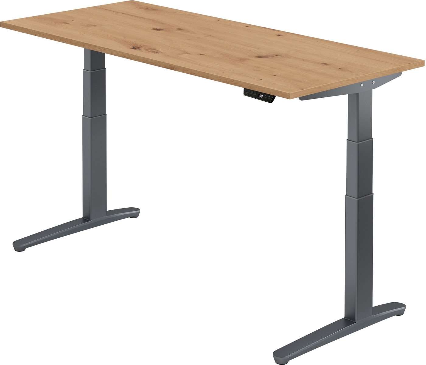 bümö Schreibtisch elektrisch XBHM - Arbeitshöhe: elektrisch höhenverstellbar, Rechteck: 180 x 80 cm - Dekor: Asteiche - Gestell: Graphit von bümö