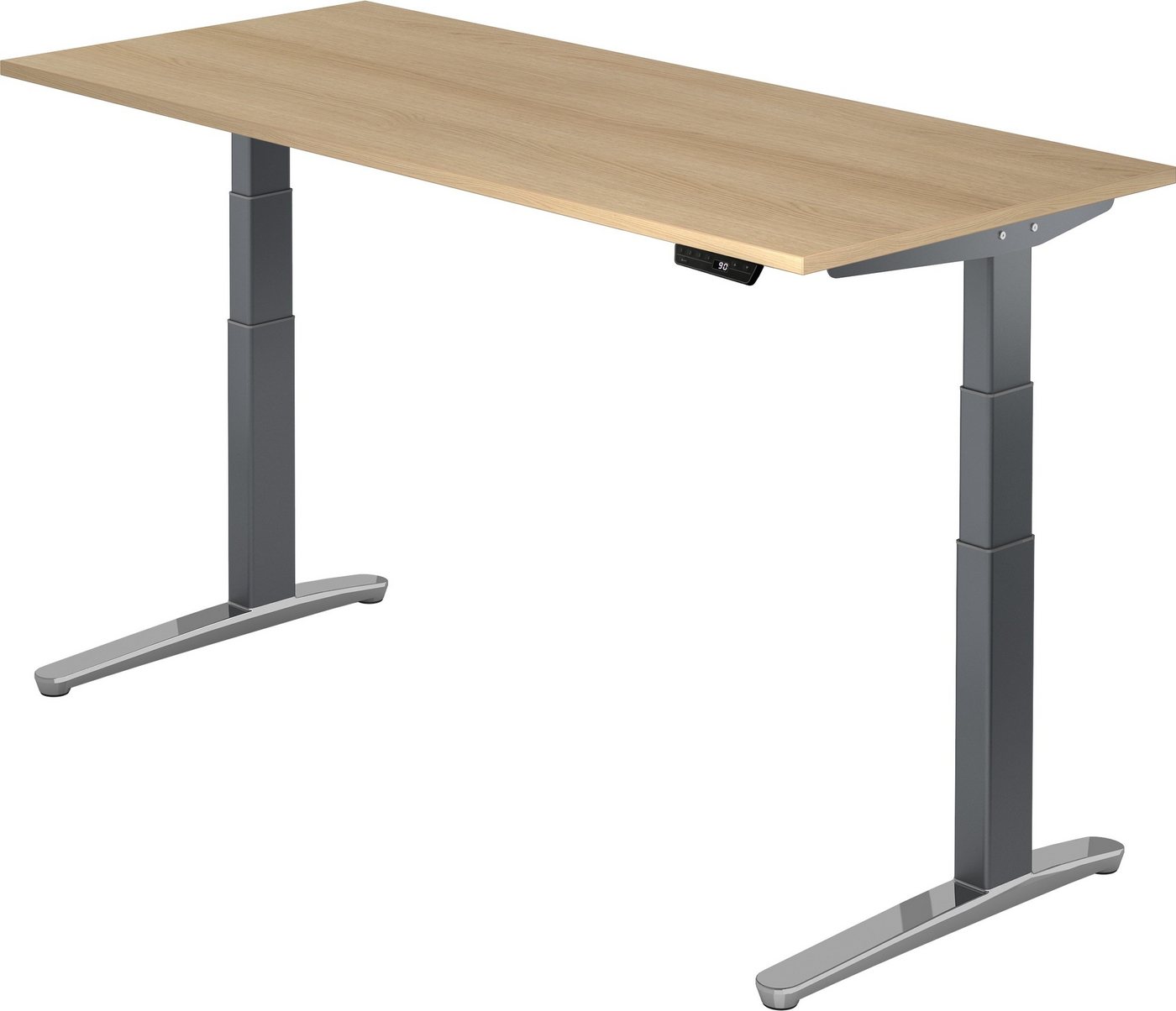 bümö Schreibtisch elektrisch XBHM - Arbeitshöhe: elektrisch höhenverstellbar, Rechteck: 180 x 80 cm - Dekor: Eiche - Gestell: Graphit/Alu poliert von bümö