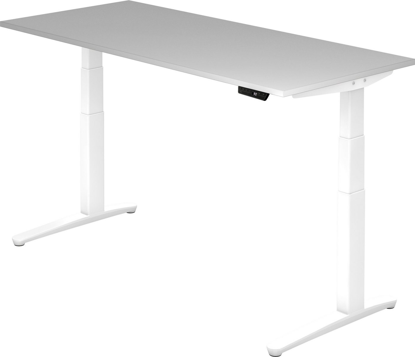 bümö Schreibtisch elektrisch XBHM - Arbeitshöhe: elektrisch höhenverstellbar, Rechteck: 180 x 80 cm - Dekor: Grau - Gestell: Weiß von bümö