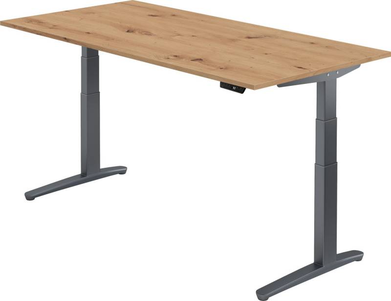 bümö Schreibtisch elektrisch XBHM - Arbeitshöhe: elektrisch höhenverstellbar, Rechteck: 200 x 100 cm - Dekor: Asteiche - Gestell: Graphit von bümö