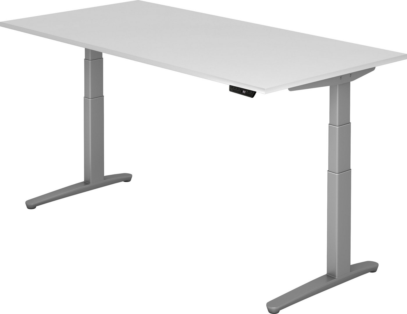 bümö Schreibtisch elektrisch XBHM - Arbeitshöhe: elektrisch höhenverstellbar, Rechteck: 200 x 100 cm - Dekor: Weiß - Gestell: Silber von bümö