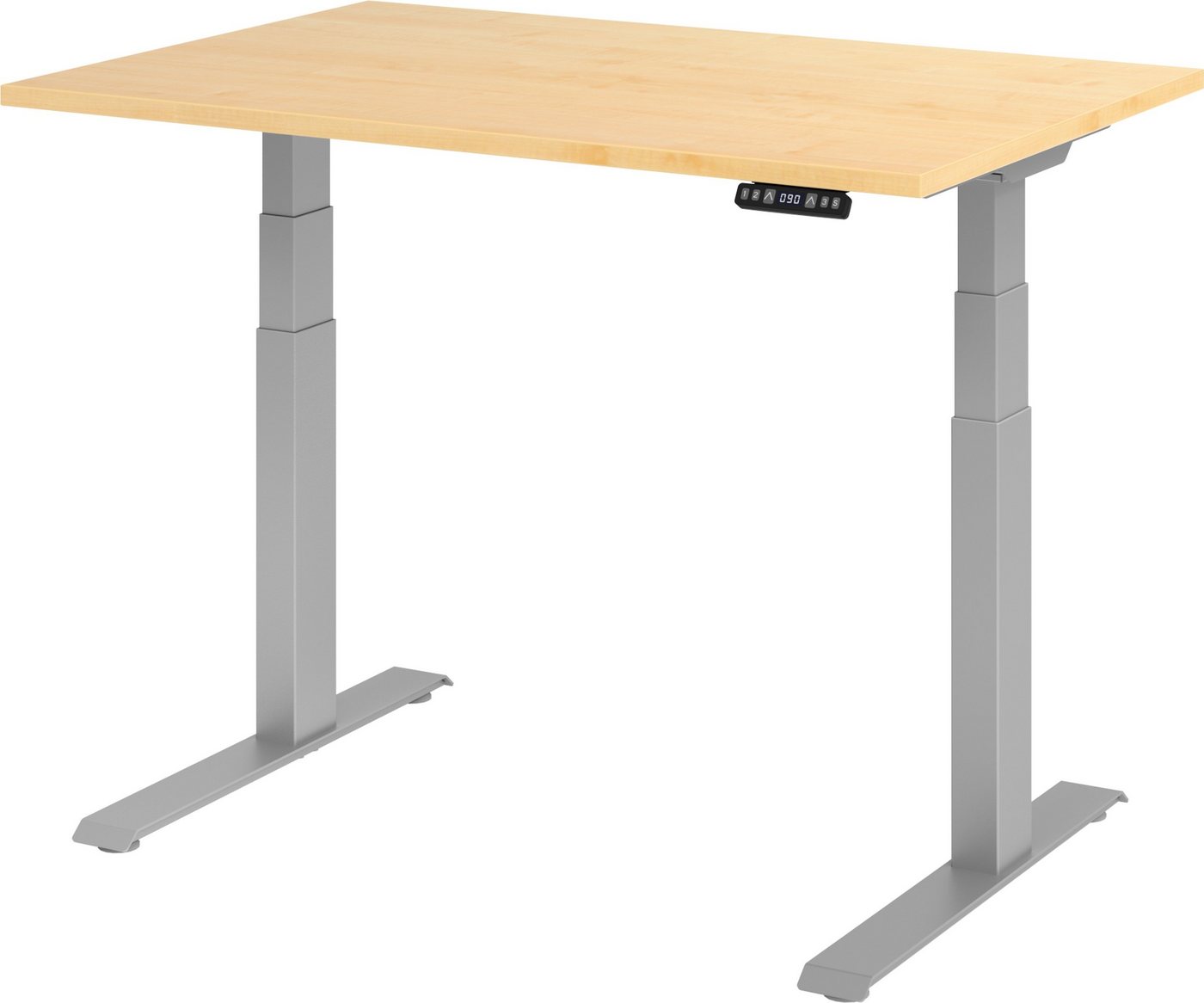 bümö Schreibtisch elektrisch XDKB - Arbeitshöhe: elektrisch höhenverstellbar, Rechteck: 120 x 80 cm - Dekor: Ahorn - Gestell: Silber von bümö