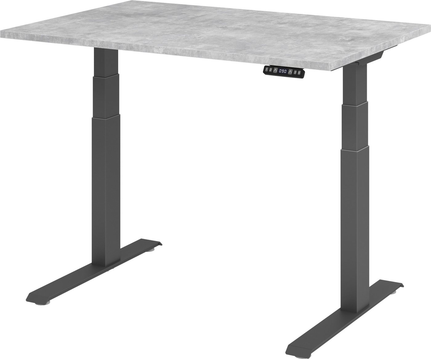 bümö Schreibtisch elektrisch XDKB - Arbeitshöhe: elektrisch höhenverstellbar, Rechteck: 120 x 80 cm - Dekor: Beton - Gestell: Graphit von bümö