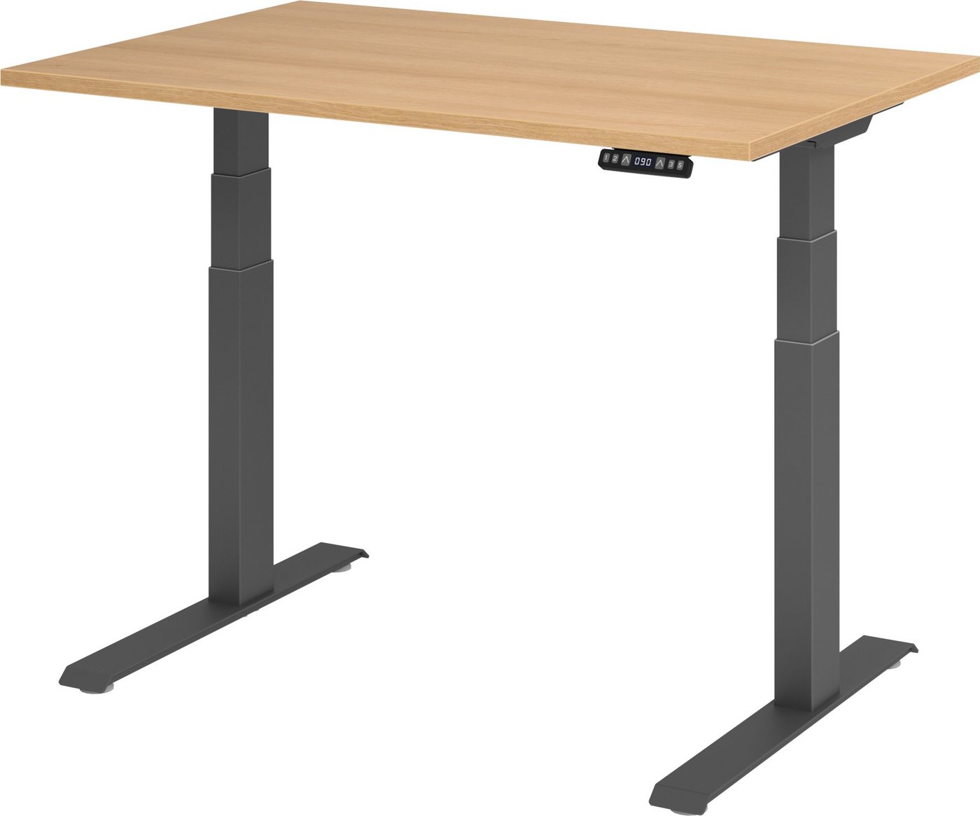 bümö Schreibtisch elektrisch XDKB - Arbeitshöhe: elektrisch höhenverstellbar, Rechteck: 120 x 80 cm - Dekor: Eiche - Gestell: Graphit von bümö