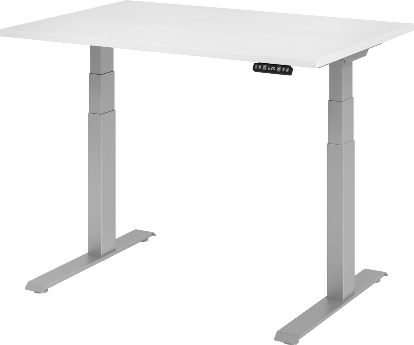 bümö Schreibtisch elektrisch XDKB - Arbeitshöhe: elektrisch höhenverstellbar, Rechteck: 120 x 80 cm - Dekor: Weiß - Gestell: Silber von bümö