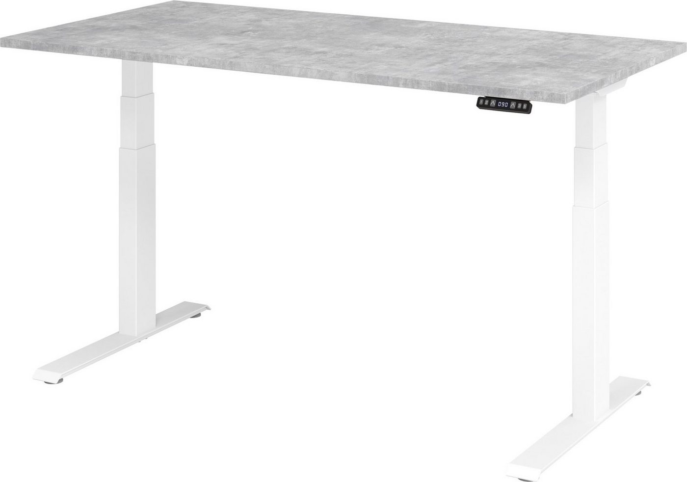 bümö Schreibtisch elektrisch XDKB - Arbeitshöhe: elektrisch höhenverstellbar, Rechteck: 160 x 80 cm - Dekor: Beton - Gestell: Weiß von bümö