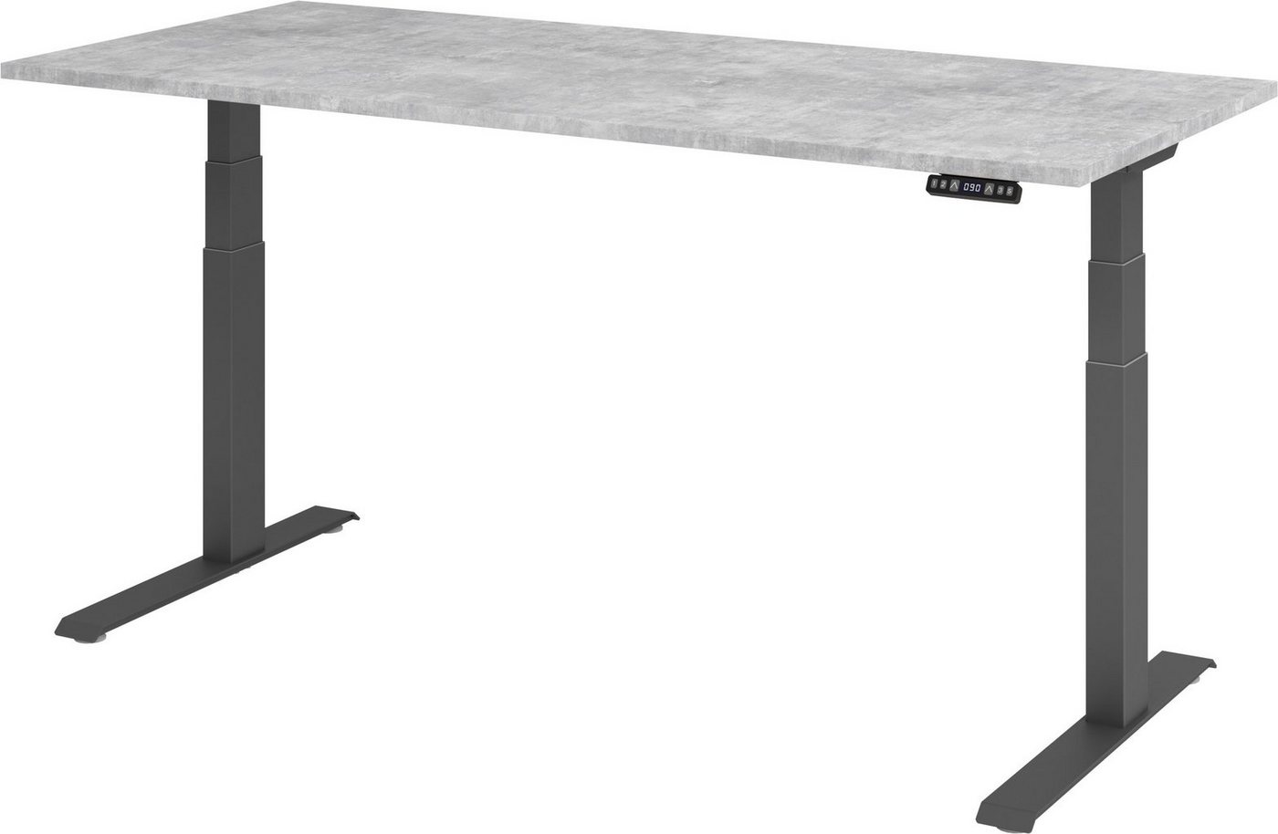 bümö Schreibtisch elektrisch XDKB - Arbeitshöhe: elektrisch höhenverstellbar, Rechteck: 180 x 80 cm - Dekor: Beton - Gestell: Graphit von bümö